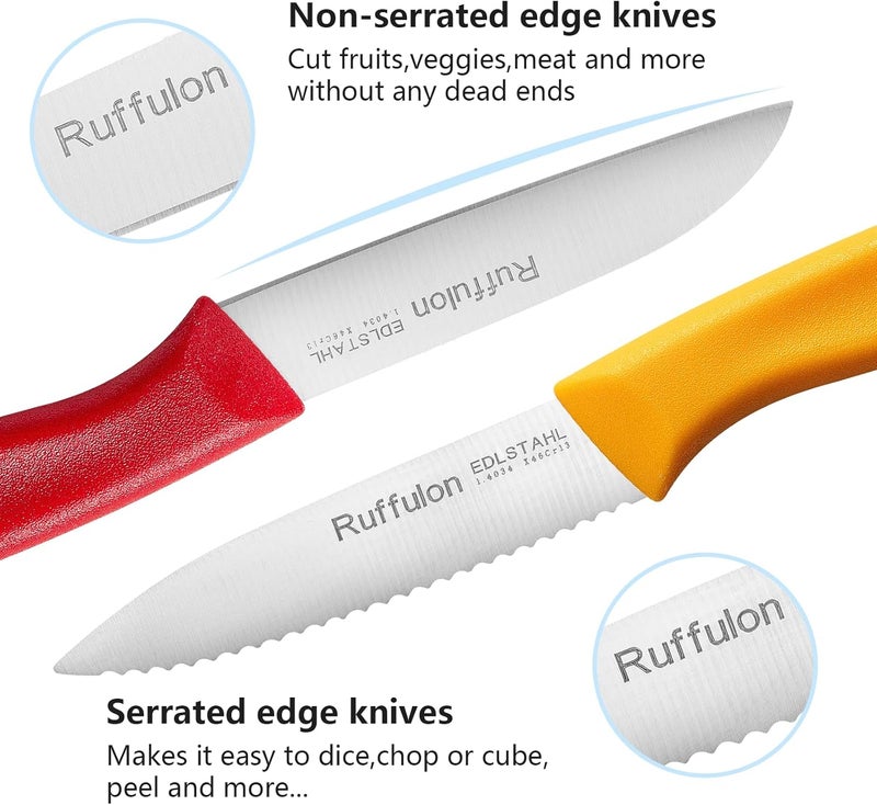 Ruffulon Vegetable and fruit knife set of six, high carbon stainless steel paring knife with ergonomic PP plastic handle, sharp, super sharp kitchen knife set. - Image 3